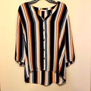 Maurices Striped Quarter Sleeve Blouse